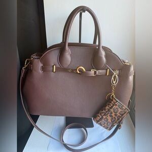 Steve Madden Satchel + Leopard Cardholder Keychain | NWT